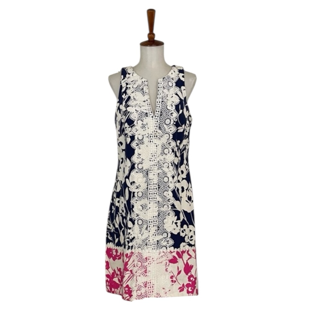 Eliza J Floral Dress Women’s 6 Sleeveless Embroidered Shift Beach Vacation Chic